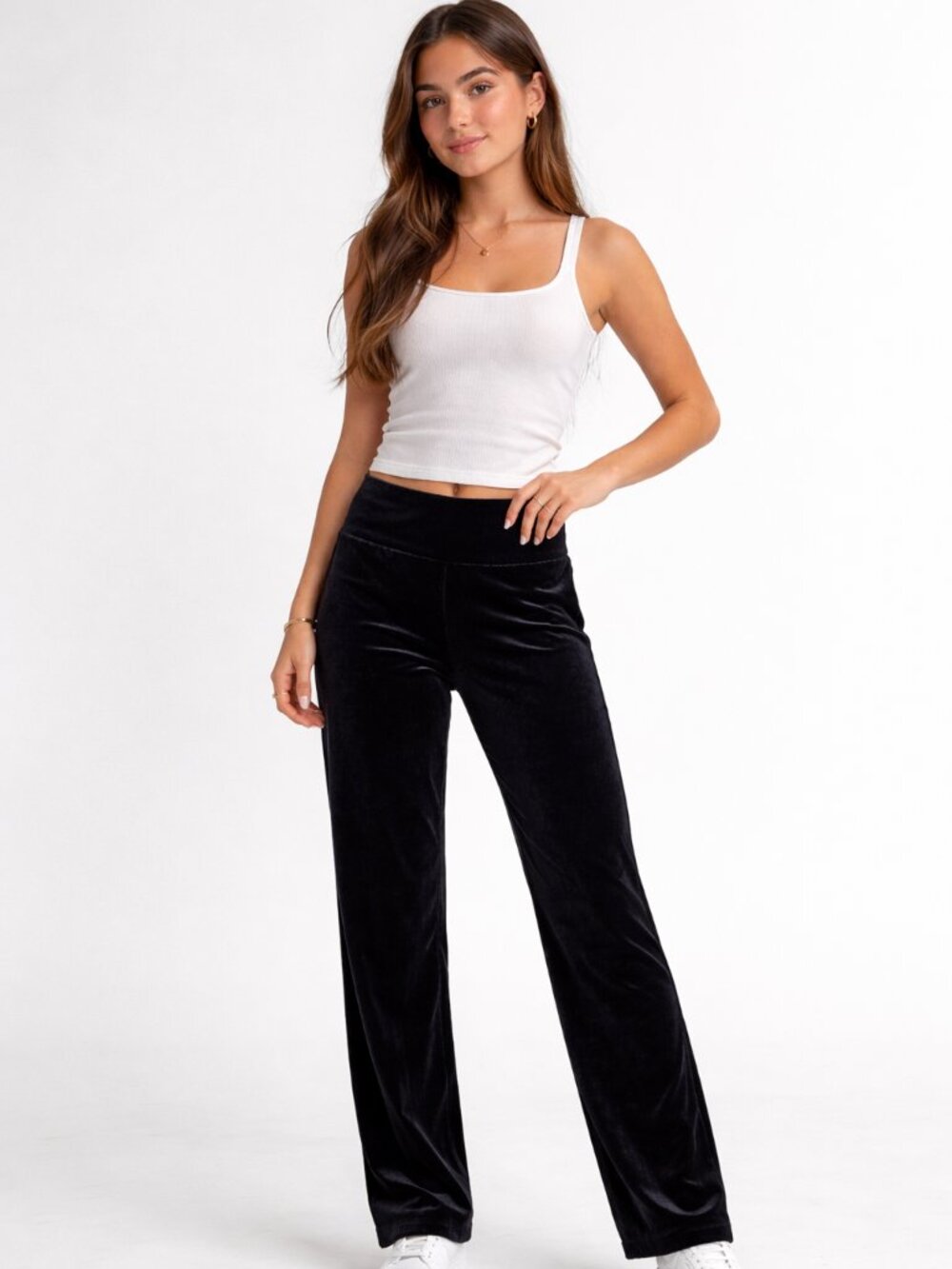 Revamped Pants Women’s Slim Black Velvet, Straight Leg, W28xL36 Classic